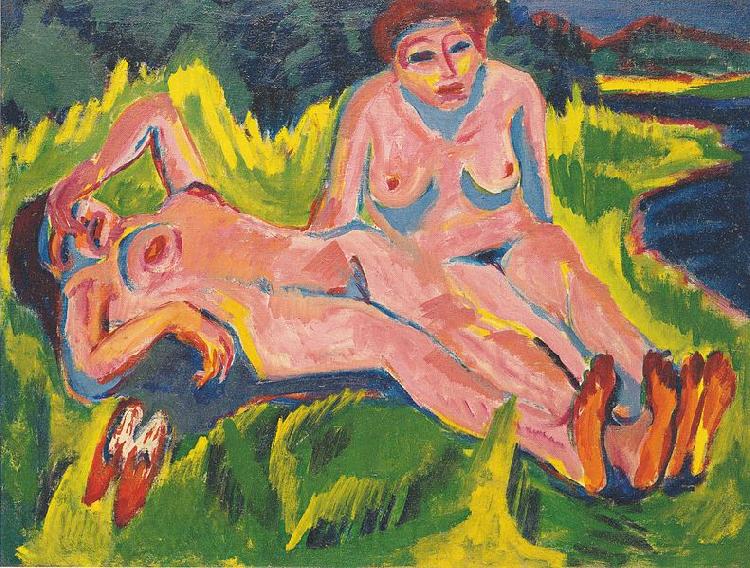 Ernst Ludwig Kirchner Zwei rosa Akte am See Spain oil painting art